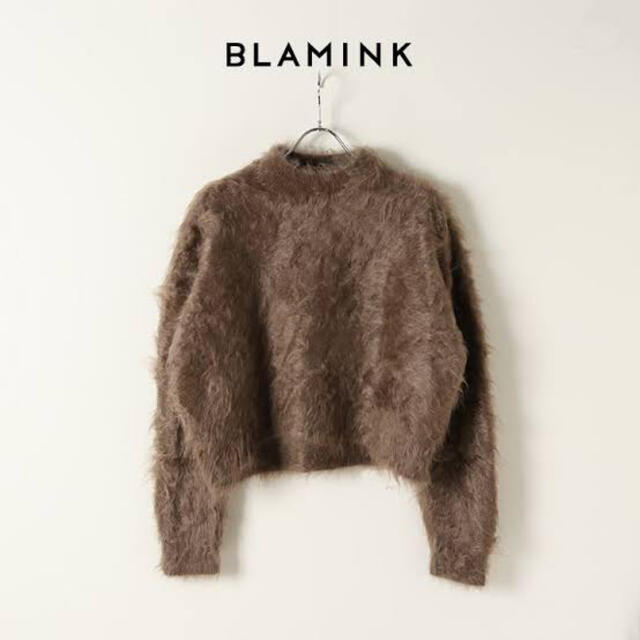 BLAMINK(ブラミンク)のblamink ファーカシミヤクルーネックロングスリーブニット レディースのトップス(ニット/セーター)の商品写真