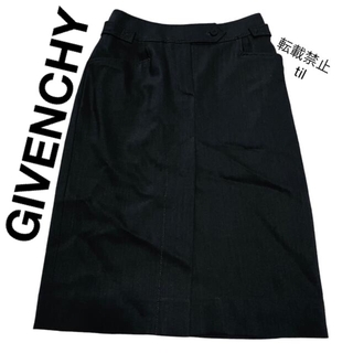 ジバンシィ(GIVENCHY)の美品　状態考慮　ジバンシィ　ヴィンテージ　スカート　黒　細目(ひざ丈スカート)