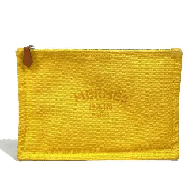 エルメス HERMES ニューヨッティング ポーチPM 小物入れ フラットポーチ ポーチ キャンバス イエロー