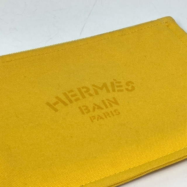 エルメス HERMES ニューヨッティング ポーチPM 小物入れ フラットポーチ ポーチ キャンバス イエロー