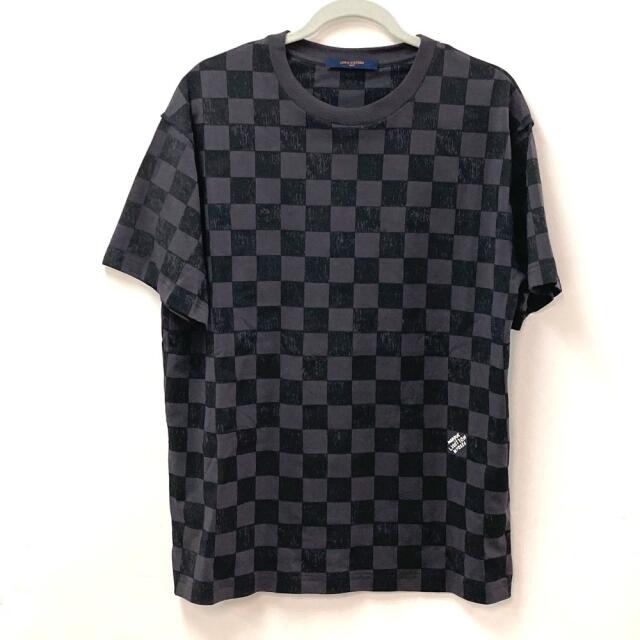 上品】 LOUIS ブラック×グレー コットン 半袖Tシャツ トップス ダミエ