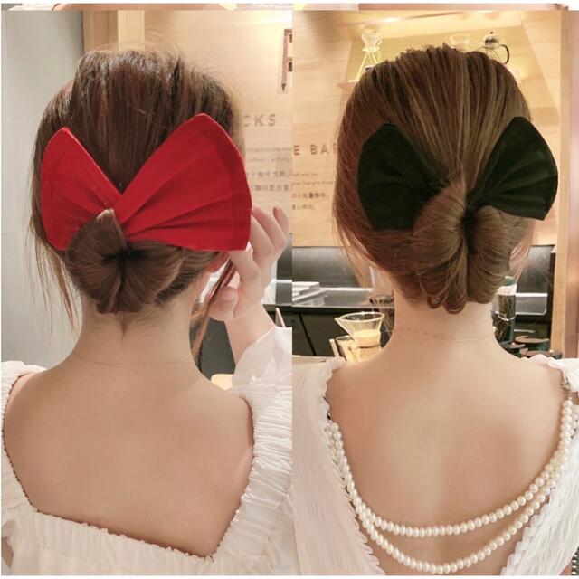 デフトバン 赤 レッド 可愛い 簡単 女性 レディース おしゃれ お洒落 お団子 レディースのヘアアクセサリー(ヘアゴム/シュシュ)の商品写真