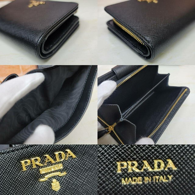 PRADA(プラダ)の新品未使用PRADA☆鑑定済☆サフィアーノ ブラック コンパクト プラダ財布 レディースのファッション小物(財布)の商品写真