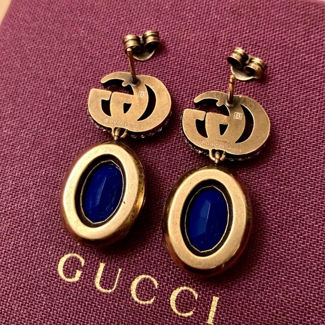 GUCCI ブルークリスタルピアス ジミン着用 両耳