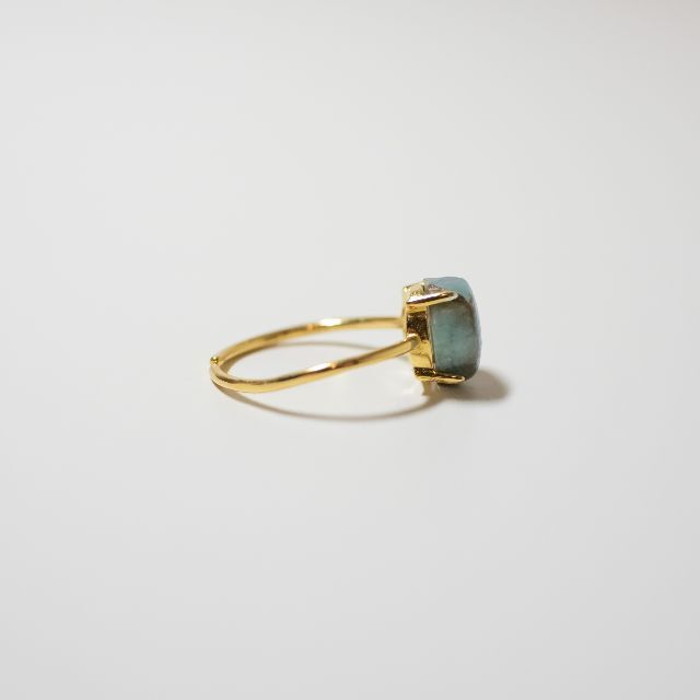 コッパーアマゾナイト リング フリーサイズ 指輪 18KGP 天然石 レディースのアクセサリー(リング(指輪))の商品写真