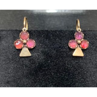 アンティークペルピニャンガーネット　クローバーピアス(ピアス)