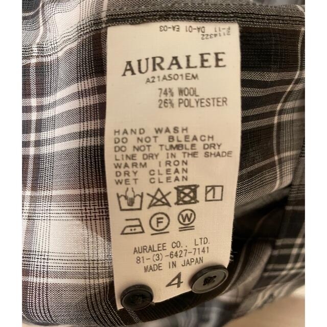 AURALEE - AURALEE オーラリー ウールチェックシャツ SHIRTS 4 AURALEE - AURALEE オーラリー ウールチェックシャツ SHIRTS 4