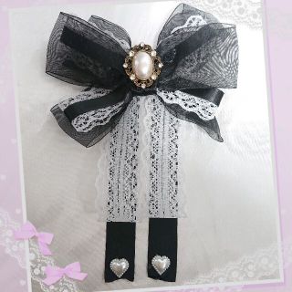 ハンドメイド　🎀量産型リボン  ブローチ🎀(コサージュ/ブローチ)