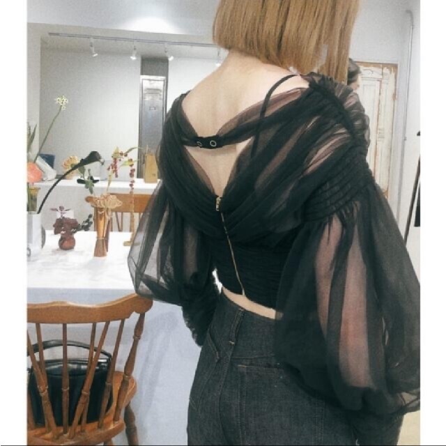 fetico★MUTTON SLEEVE TULLE BLOUSE