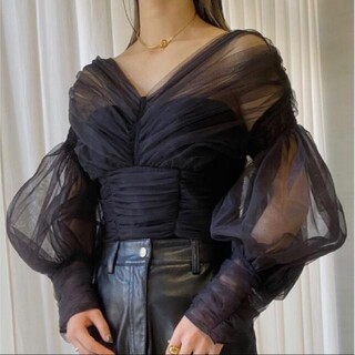 fetico★MUTTON SLEEVE TULLE BLOUSE(シャツ/ブラウス(長袖/七分))