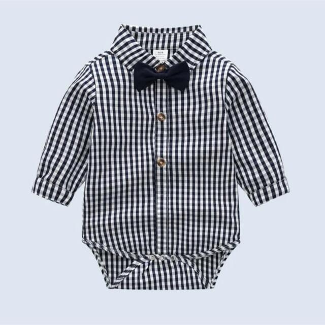 子供シャツボディスーツ 子供カッターシャツ 子供蝶ネクタイ キッズ/ベビー/マタニティのベビー服(~85cm)(シャツ/カットソー)の商品写真