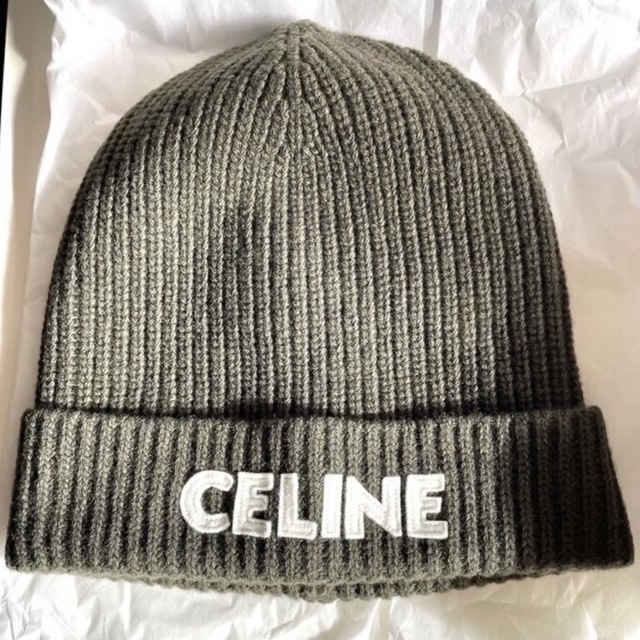 【CELINE LOGO】セリーヌ　ビーニー　カーキ　celine ニット帽 | フリマアプリ ラクマ
