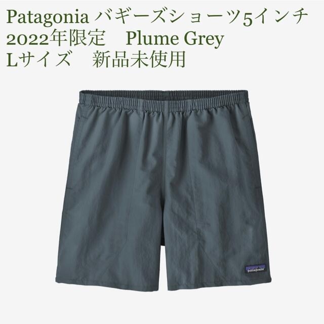 patagonia(パタゴニア)のバギーズショーツ5インチ 2022年 Plume Grey Lサイズ 新品未使用 メンズのパンツ(ショートパンツ)の商品写真