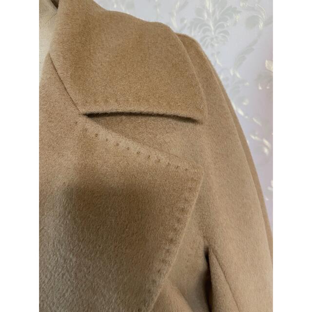 良品　MAX MARA　最高級白タグ　ベルテッドロングコート　ビッグカラー　38