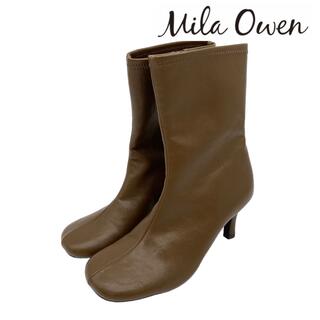 ミラオーウェン(Mila Owen)の【美品】Mila Owenミラ オーウェン ミドルブーツ ブラウン 23.5cm(ブーツ)