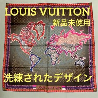 ルイヴィトン(LOUIS VUITTON)のルイ ヴィトン シルク カレ モノグラムマップ スカーフ（新品・未使用品）(バンダナ/スカーフ)