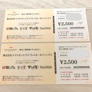 ライドオンエクスプレス　株主優待　5000円分(フード/ドリンク券)