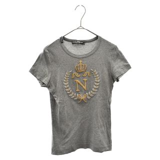 ドルチェアンドガッバーナ(DOLCE&GABBANA)のDOLCE & GABBANA ドルチェアンドガッバーナ Beads N Tee ビーズ装飾 N 半袖Tシャツ グレー レディース(ポロシャツ)