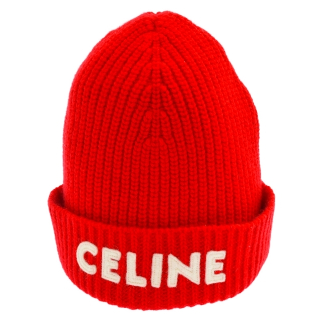 CELINE セリーヌ 21AW EMBROIDERED KNIT WOOL BEANIE エンブロイダリー刺繍 ニットウールビーニー 帽子 レッド 2A45R412P