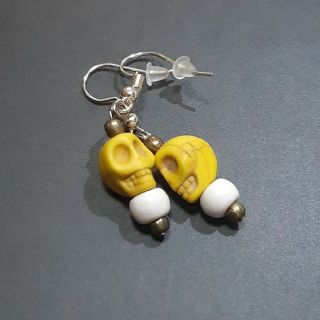 ピアス　カラフルスカル　イエロー(ピアス)