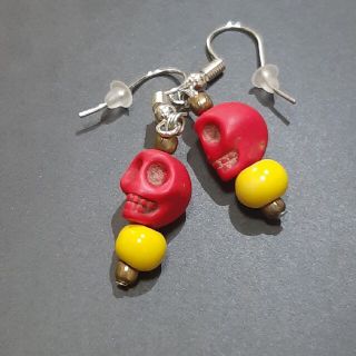 ピアス　カラフルスカル　レッド(ピアス)