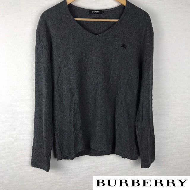 BURBERRY BLACK LABEL(バーバリーブラックレーベル)の美品 BURBERRY BLACK LABEL 長袖カットソー グレー サイズ3 メンズのトップス(Tシャツ/カットソー(七分/長袖))の商品写真