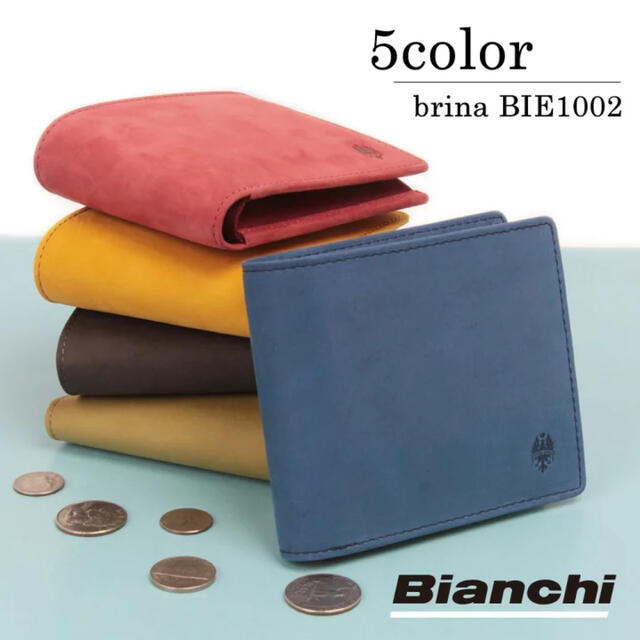 Bianchi ビアンキ メンズ 　ヌバック革二つ折り財布　  BIE1002牛革ヌバック裏