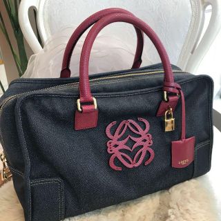 ☆美品☆ロエベ アマソナ36 ハンドバッグ デニム アナグラム