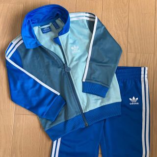 アディダス(adidas)のadidasアディダスジャージ上下セットキッズジュニア青(その他)