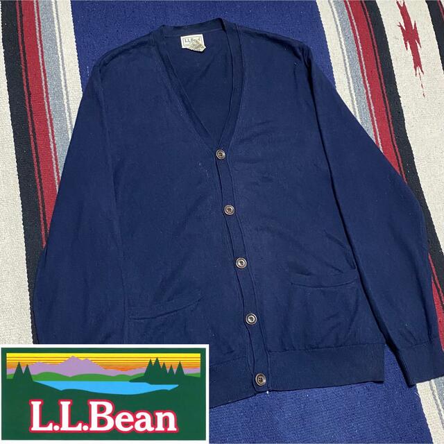 L.L.Bean(エルエルビーン)の90s 古着 エルエルビーン カーディガン ニット カシミア ネイビー ゆるだぼ メンズのトップス(カーディガン)の商品写真