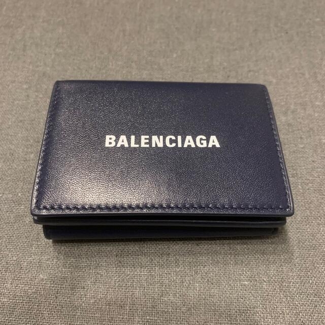 ファッション小物BALENCIAGA バレンシアガ 三つ折財布 エブリデイ レザー ネイビー