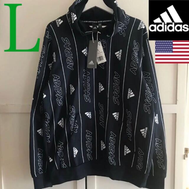 レア 新品 adidas アディダス USA メンズ パーカー L ロゴ 総柄