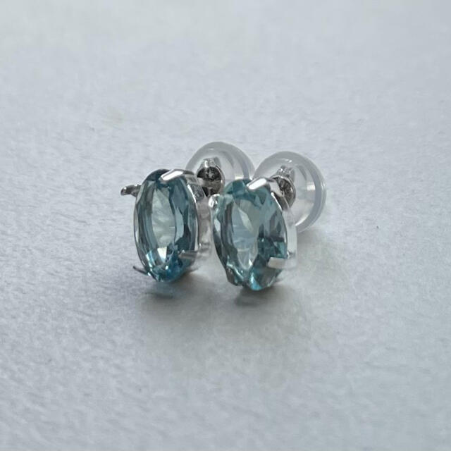 アクアマリンピアス プラチナピアス 5mm×7mm aquamarinept900