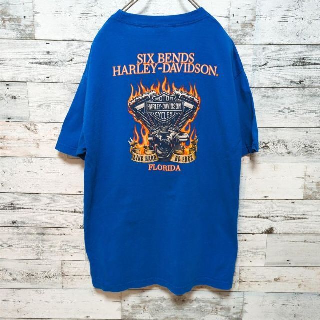 メキシコ製】ハーレーダビットソン☆ファイヤーパターン Tシャツ L