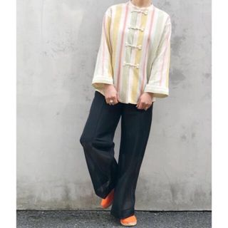 フィーニー(PHEENY)のSEER DOUBLE KNIT WIDE SLACKS(BLACK)(カジュアルパンツ)