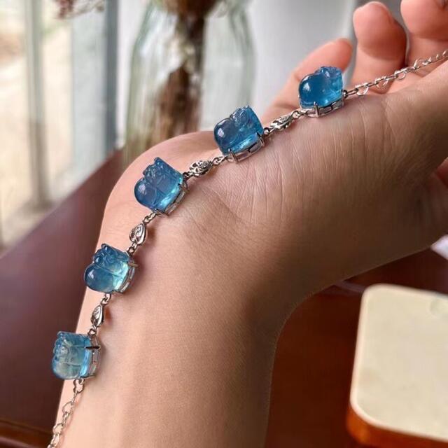 ブランド 新品 ⭐︎【天然】アクアマリン ブレスレット 13mm - 通販