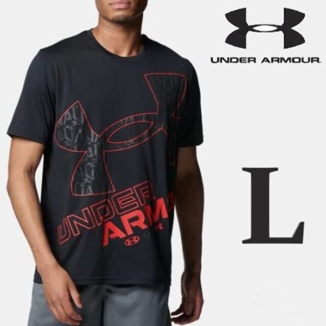 UNDER ARMOUR(アンダーアーマー)の新品 黒赤 L アンダーアーマー メンズ 上下 半袖 Tシャツ ハーフパンツ メンズのトップス(Tシャツ/カットソー(半袖/袖なし))の商品写真