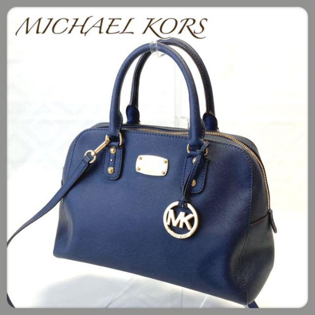 Michael Kors(マイケルコース)のマイケルコース サッチェル レザー ハンドバッグ 2way ネイビー シグネチャ レディースのバッグ(ハンドバッグ)の商品写真