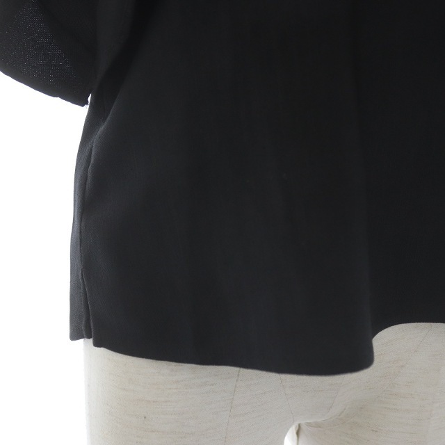 Spick & Span(スピックアンドスパン)のスピック&スパン ブラウス シャツ ノースリーブ フリル パールボタン F 黒 レディースのトップス(シャツ/ブラウス(半袖/袖なし))の商品写真