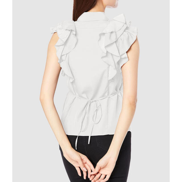 SNIDEL(スナイデル)のスナイデル　snidel フリルカラーブラウス　ホワイト レディースのトップス(Tシャツ(半袖/袖なし))の商品写真