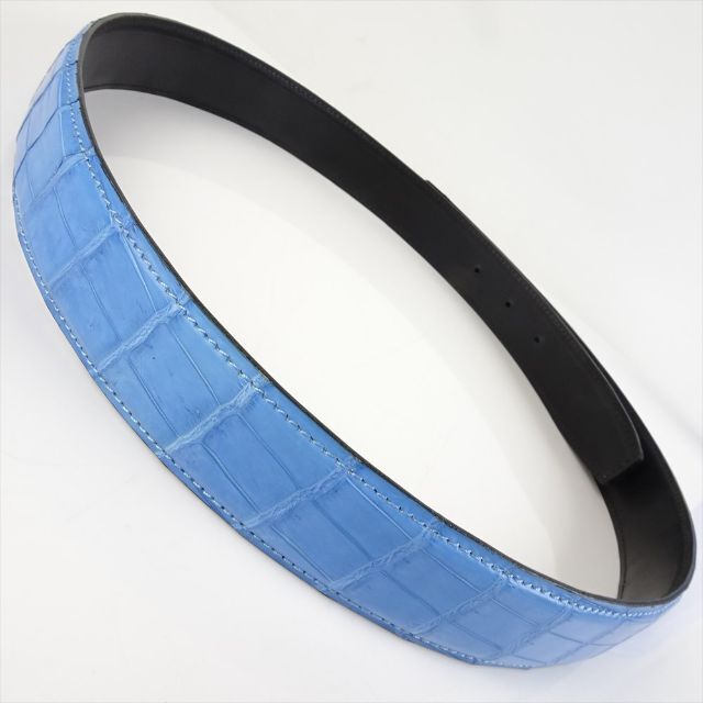 新品 クロコダイル ベルト Hベルト 替 スカイブルー マット 80~85cm