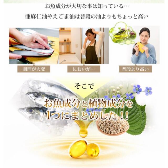 DHA＋EPA 亜麻仁油 エゴマ油配合 オメガ3 αリノレン酸 サプリメント 食品/飲料/酒の食品(魚介)の商品写真