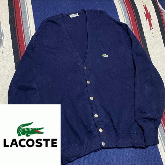 LACOSTE - 90s 古着 ラコステ カーディガン スペイン製 アクリル 刺繍