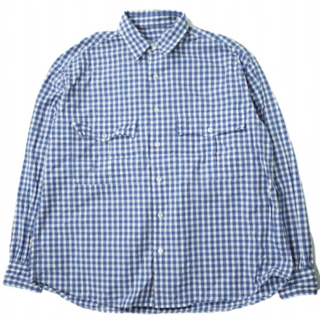 Porter Classic ポータークラシック 20SS 日本製 ROLL UP GINGHAM CHECK SHIRT ロールアップ ギンガムチェックシャツ S BLUE 長袖 トップス【Porter Classic】