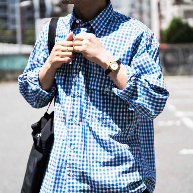 Porter Classic ポータークラシック 20SS 日本製 ROLL UP GINGHAM CHECK SHIRT ロールアップ  ギンガムチェックシャツ S BLUE 長袖 トップス【中古】【Porter Classic】