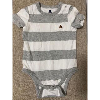 ベビーギャップ(babyGAP)の美品★babyGAP★ボーダーロンパース★グレー(ロンパース)