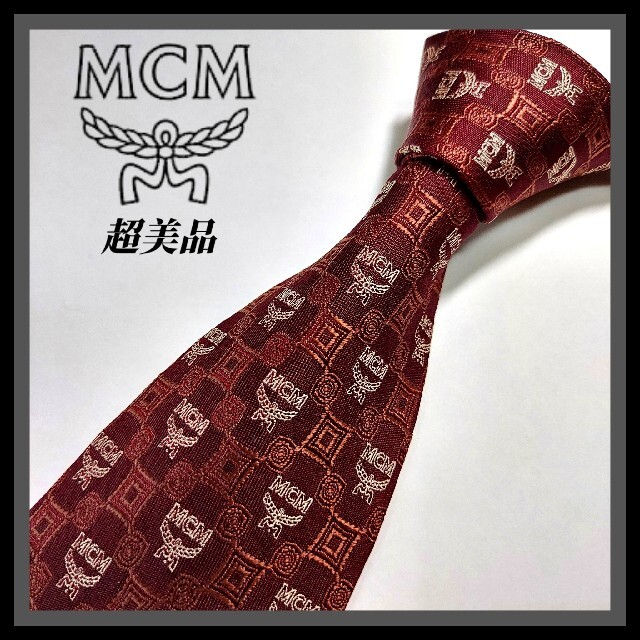 MCM(エムシーエム)の124【MCM】エムシーエム ネクタイ 赤×パターン×ロゴ メンズのファッション小物(ネクタイ)の商品写真