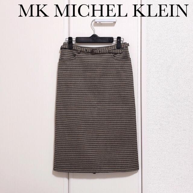 MK MICHEL KLEIN(エムケーミッシェルクラン)のミッシェルクラン 千鳥 ベルト タイト スカート レディースのスカート(ひざ丈スカート)の商品写真