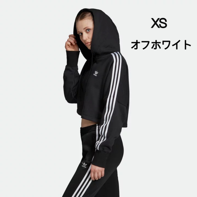 adidas アディダス スウェット パーカー クロップド　ブラック　L 新品