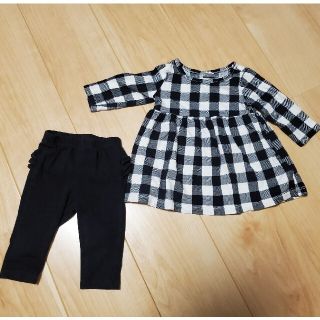 オールドネイビー(Old Navy)の女の子　OLD NAVY 上下　ベビー服　長袖 70cm　3-6カ月　アメリカ(シャツ/カットソー)